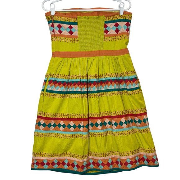 Anthropologie Leifsdottir Ribboned Quilotoa Dress Size 10 Strapless Yellow - Picture 3 of 12